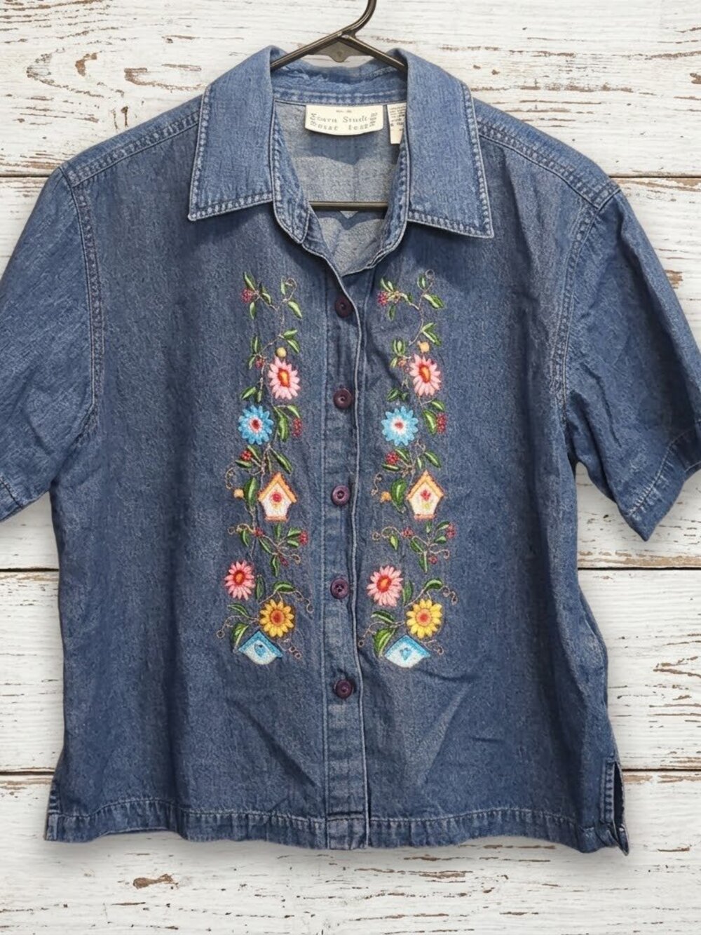 Sara Studio Embroidered Grannycore Button Up Top Women's Size Medium